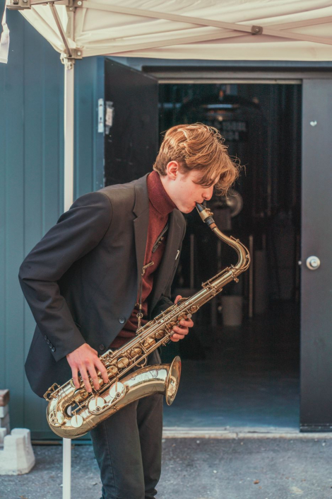 a male saxophone player
