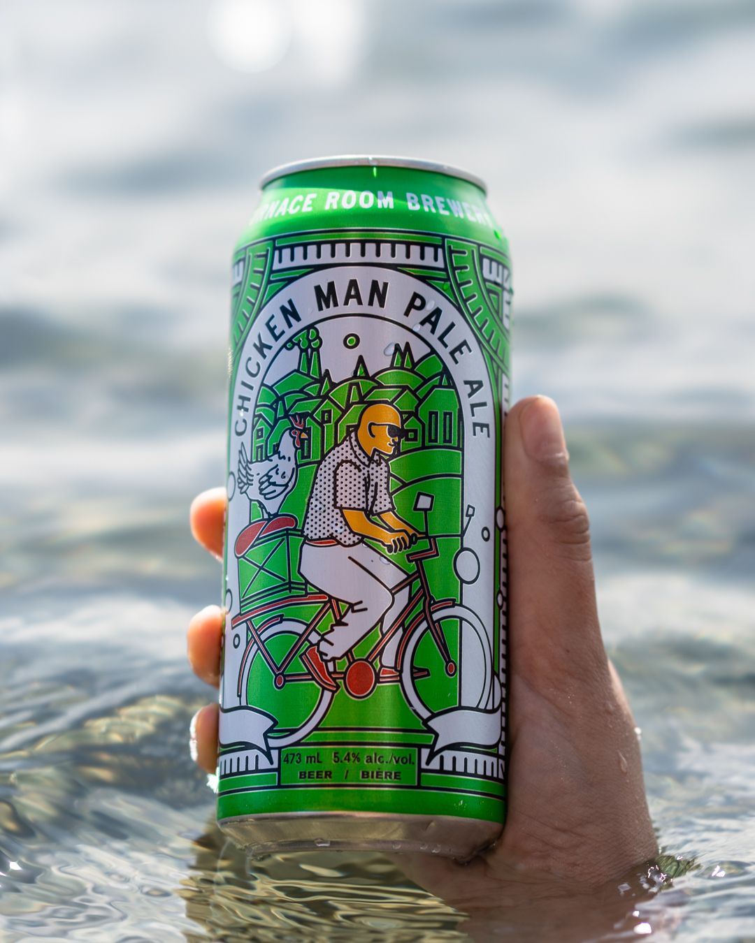 A picture of green color chicken man pale ale beer